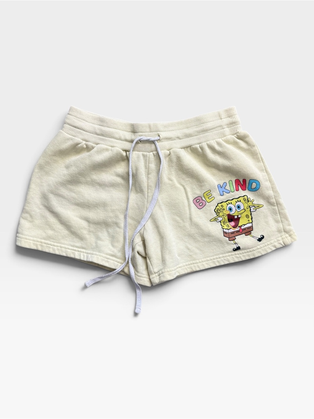 SpongeBob SquarePants Yellow Y2K Vintage Be Kind Sweat Shorts | Size Small